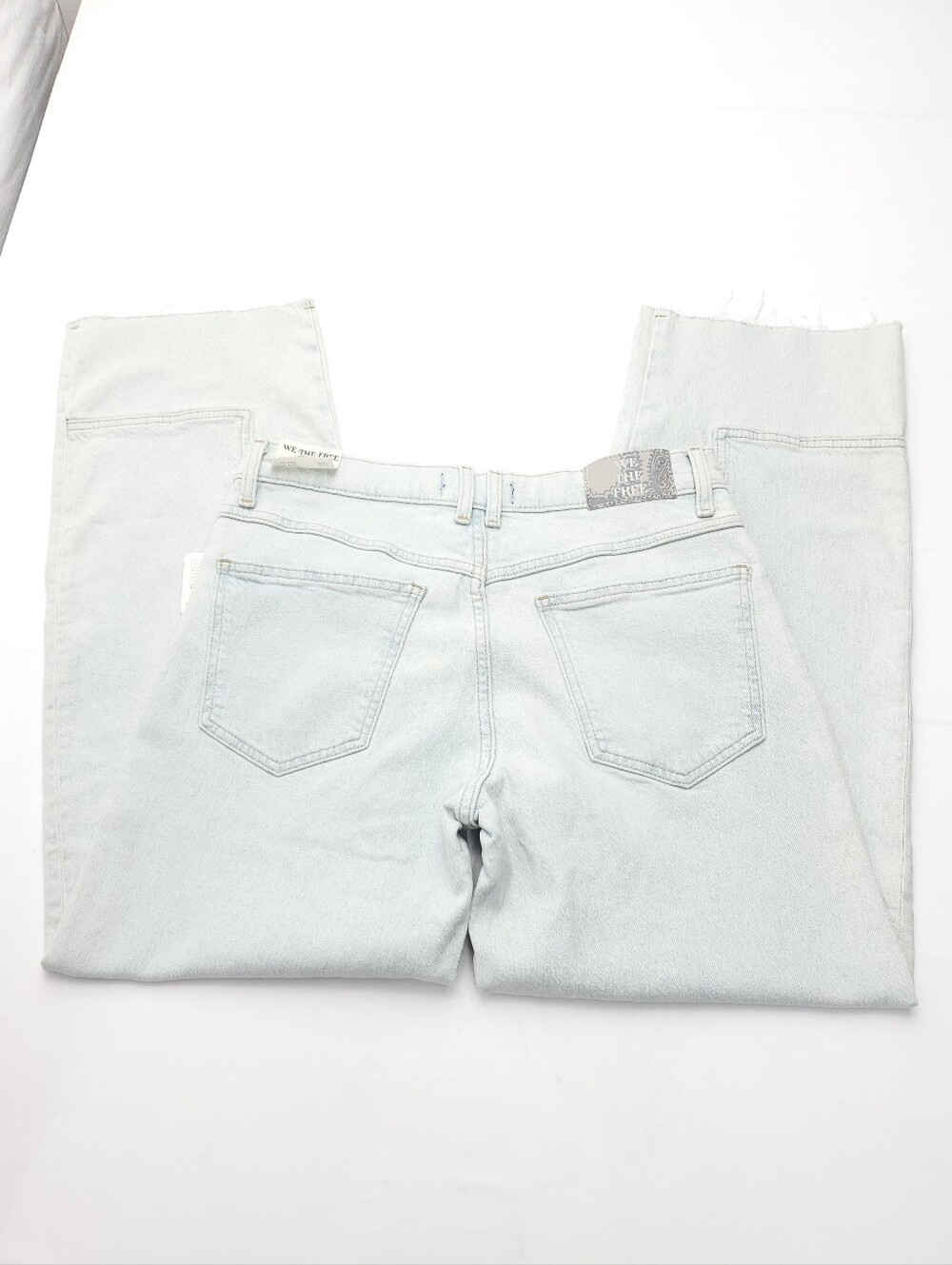 NEW We the Free People Risk Taker High-Rise Straight Raw Hem Light Blue Jeans 30 - Picture 13 of 13